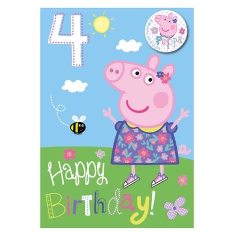 4th Birthday Peppa Pig Card With Badge £2.69